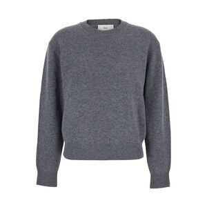 Dunst Women Grey Crewneck Sweater With Ribbed Trims In Cashmere Woman